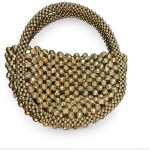 Margot metallic gold beaded vintage-style bag.